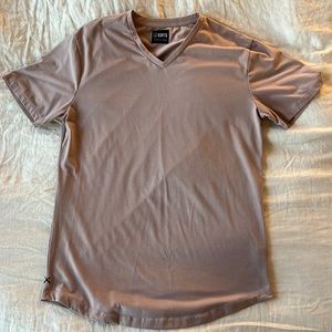 Cuts T-shirt - Curve Hem V-neck - Medium - Taupe